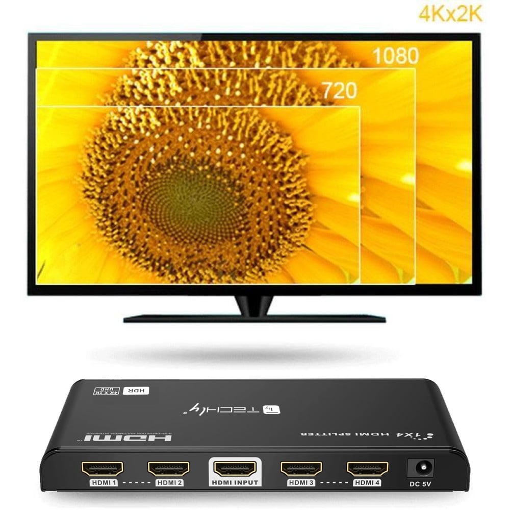Splitter HDMI 4K 60Hz HDR 3D 4 vie - Techly IDATA HDMI2-4K4