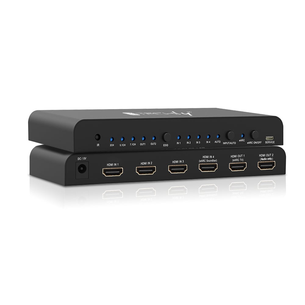 Switch HDMI 2.0 4 x 1 4 K@ 60 Hz with Splitter Audio eARC/ARC for Soundbar - Techly IDATA HDMI 2 - 4 K 4 EARC