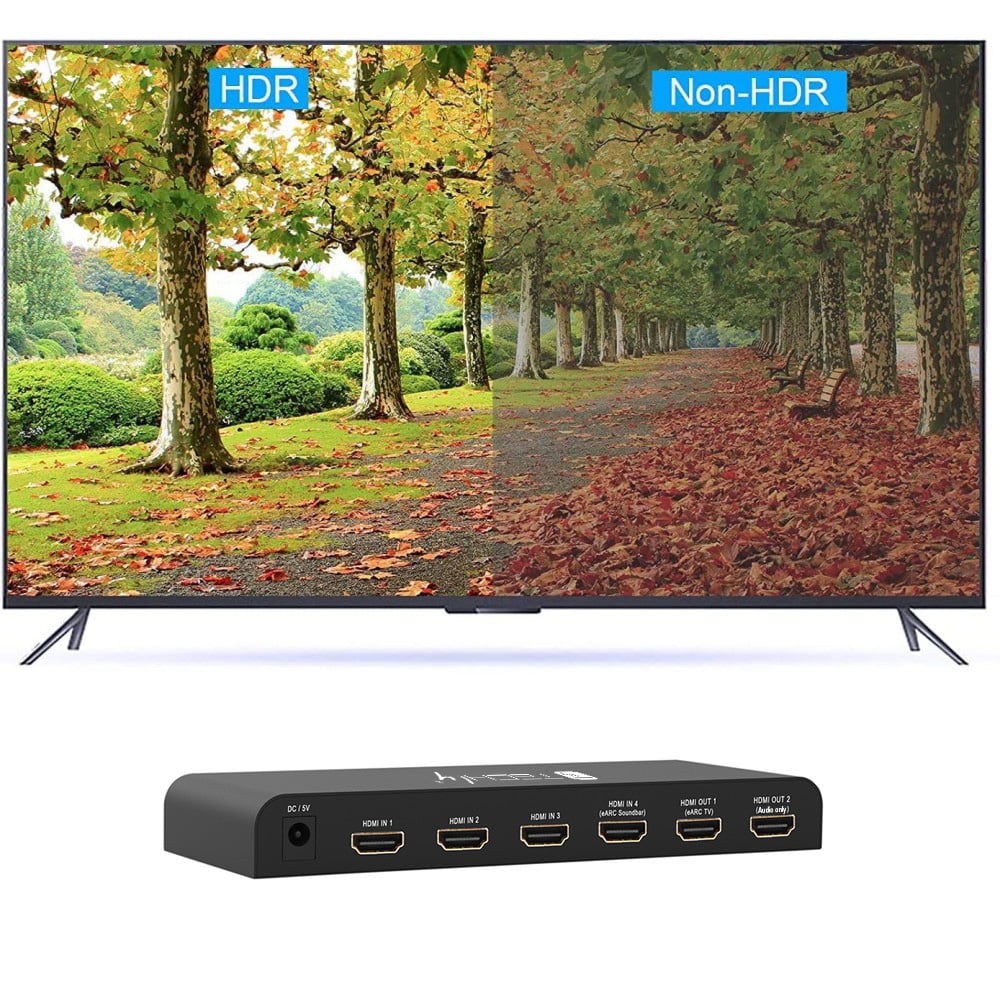 Switch HDMI 2.0 4 x 1 4 K@ 60 Hz with Splitter Audio eARC/ARC for Soundbar - Techly IDATA HDMI 2 - 4 K 4 EARC