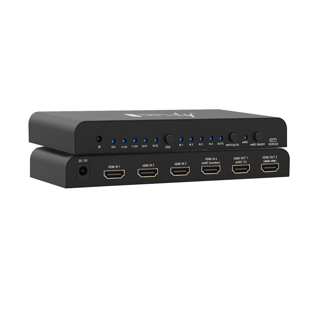 Switch HDMI 2.0 4 x 1 4 K@ 60 Hz with Splitter Audio eARC/ARC for Soundbar - Techly IDATA HDMI 2 - 4 K 4 EARC