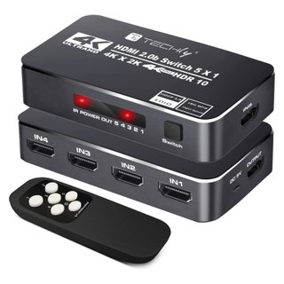 Switch HDMI 2.0 b 5 Inputs 1 Output 4 K HDR HDCP 2.2 with Remote Control - Techly IDATA HDMI 2 - 4 K 5160 B