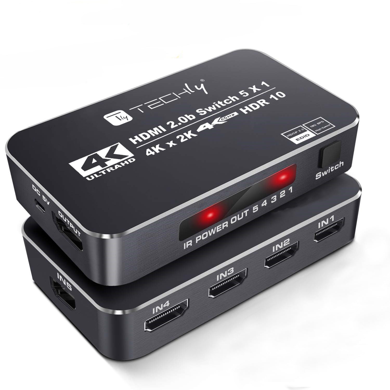 Switch HDMI 2.0b 5in 1out 4K HDR HDCP2.2 con Telecomando - Techly IDATA HDMI2-4K5160B