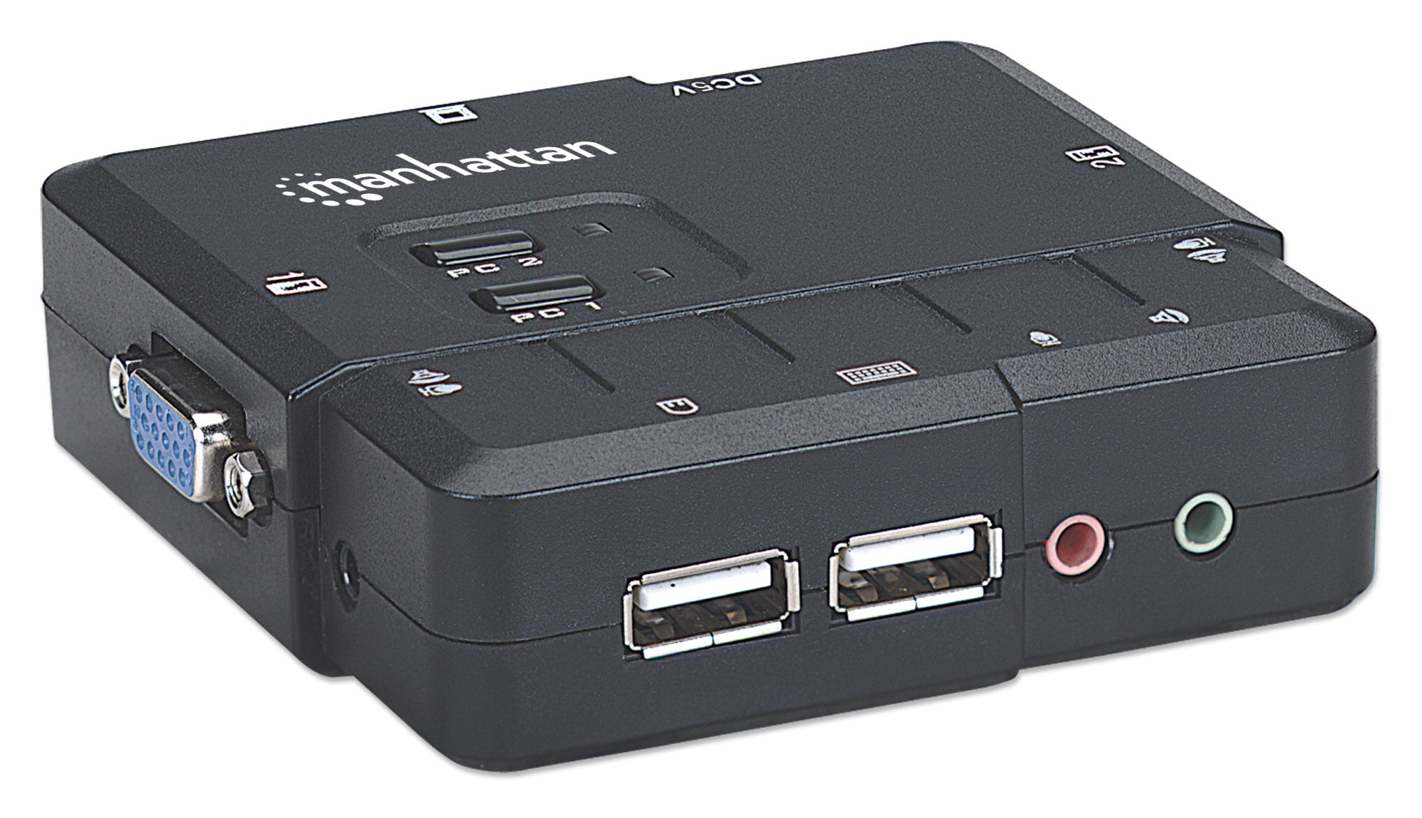 KVM Switch 2 Porte USB/Audio Nero - Manhattan IDATA IVIEW-U2L