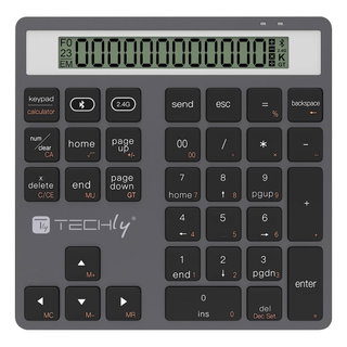 Tastierino Numerico BT V5.0 Wireless 2in1 con Calcolatrice Grigio Scuro - Techly IDATA KB-1005CAL