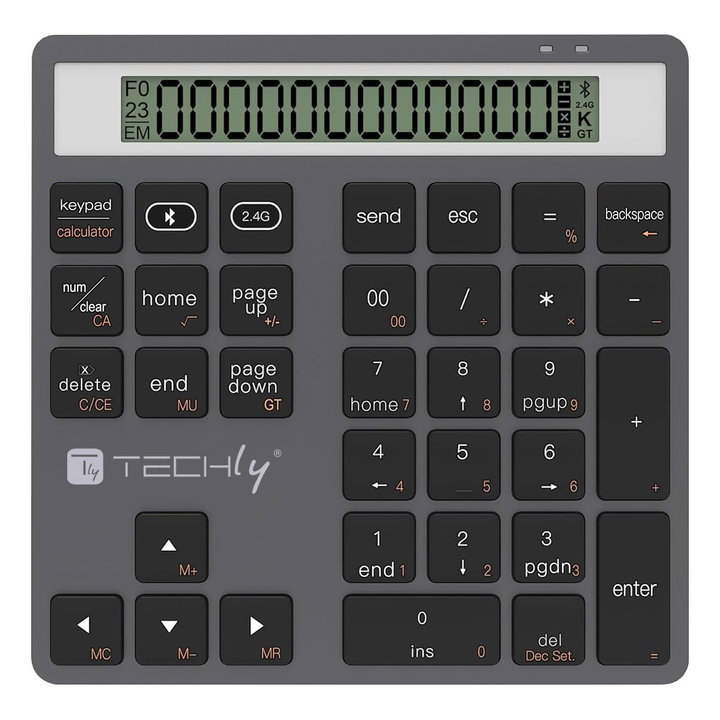 Numerical keypad BT V 5.0 Wireless 2 in 1 with Dark Grey Calculator - Techly IDATA KB- 1005 CAL
