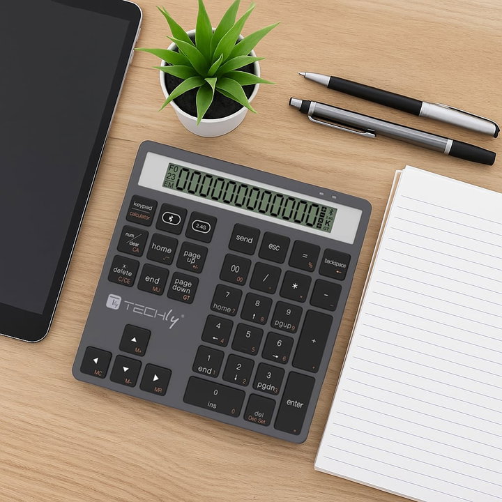 Numerical keypad BT V 5.0 Wireless 2 in 1 with Dark Grey Calculator - Techly IDATA KB- 1005 CAL