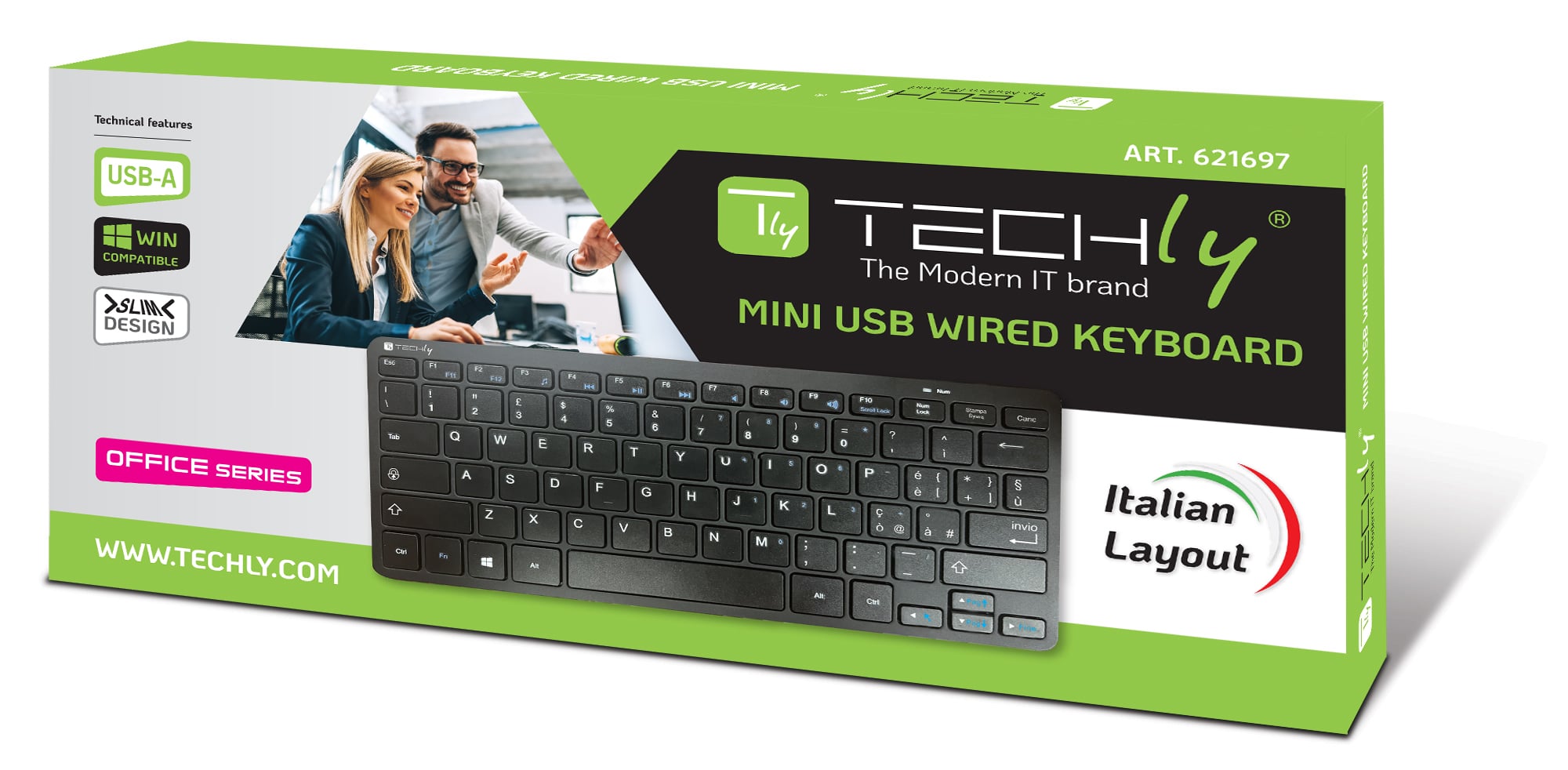 Mini Tastiera USB 78 Tasti Layout Italiano - Techly IDATA KB-178UBK