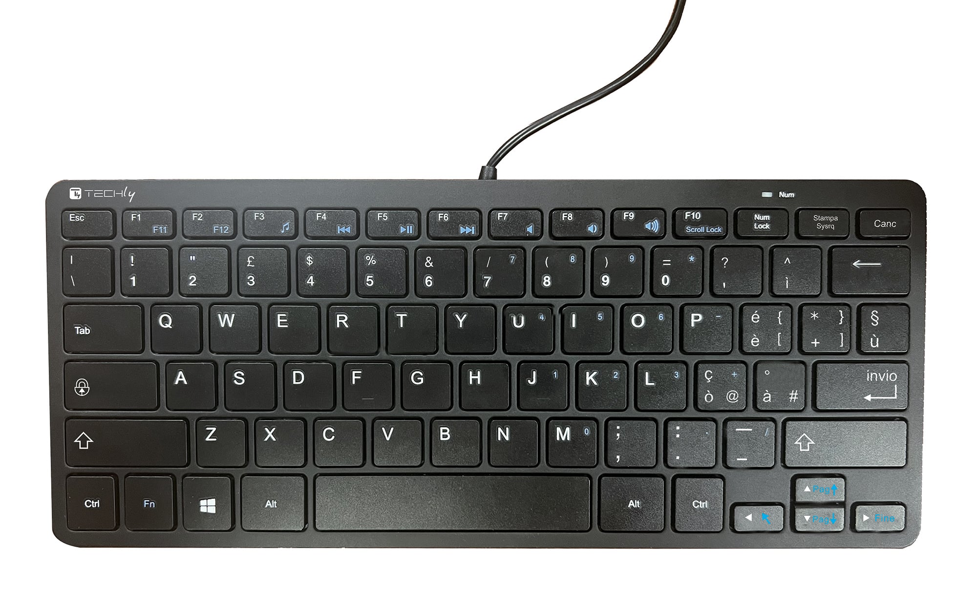 Mini Tastiera USB 78 Tasti Layout Italiano - Techly IDATA KB-178UBK
