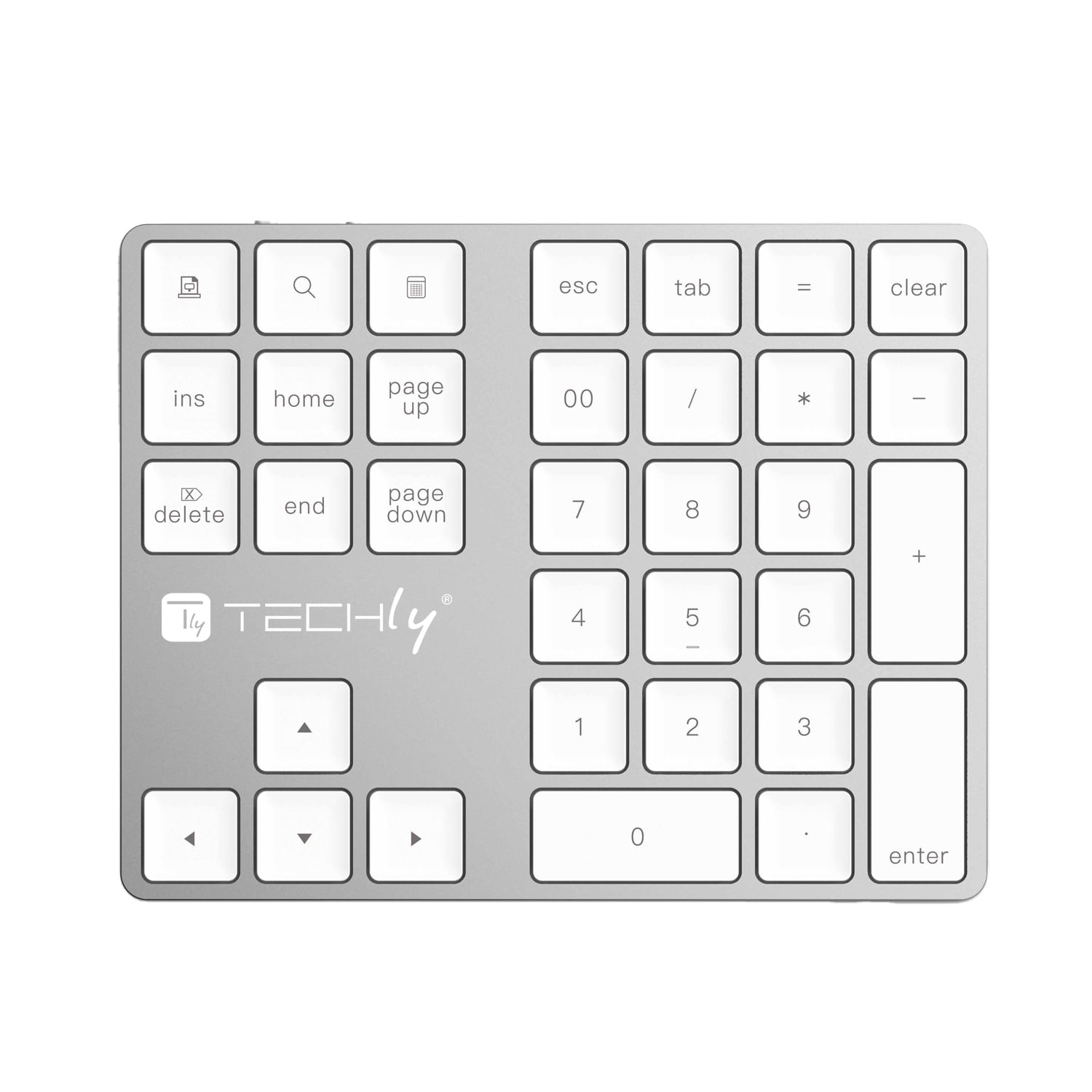 Tastierino Numerico BT V3.0 Wireless 34 Tasti Argento - Techly IDATA KB-181