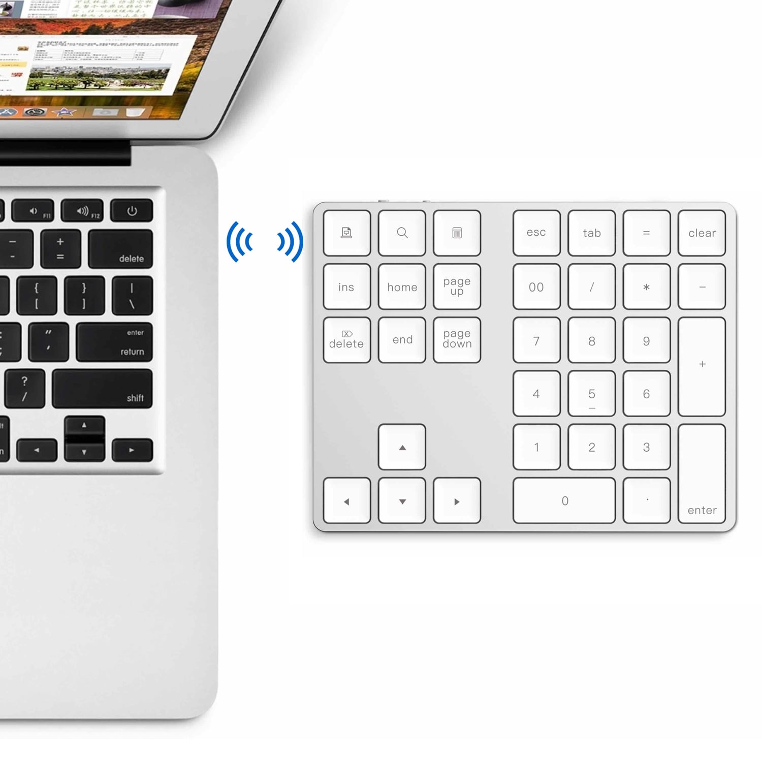 Tastierino Numerico BT V3.0 Wireless 34 Tasti Argento - Techly IDATA KB-181