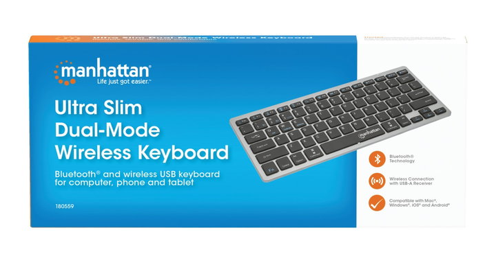 Tastiera Wireless Dual-Mode Bluetooth 3.0/2.4GHz Ultra Sottile - Manhattan IDATA KB-559-DUAL