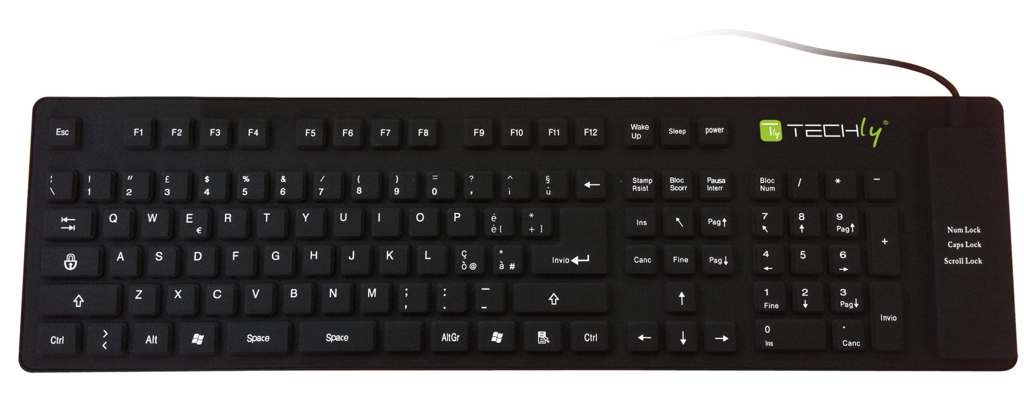 Tastiera Flessibile in Silicone USB/PS2 - Techly IDATA KB-R109L