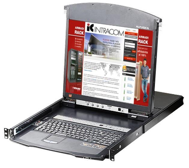 Switch KVM Cat5E/6 Over IP a 8 porte con LCD 19'' Dual Rail, KL1508AIN - Aten IDATA KL-1508AIN