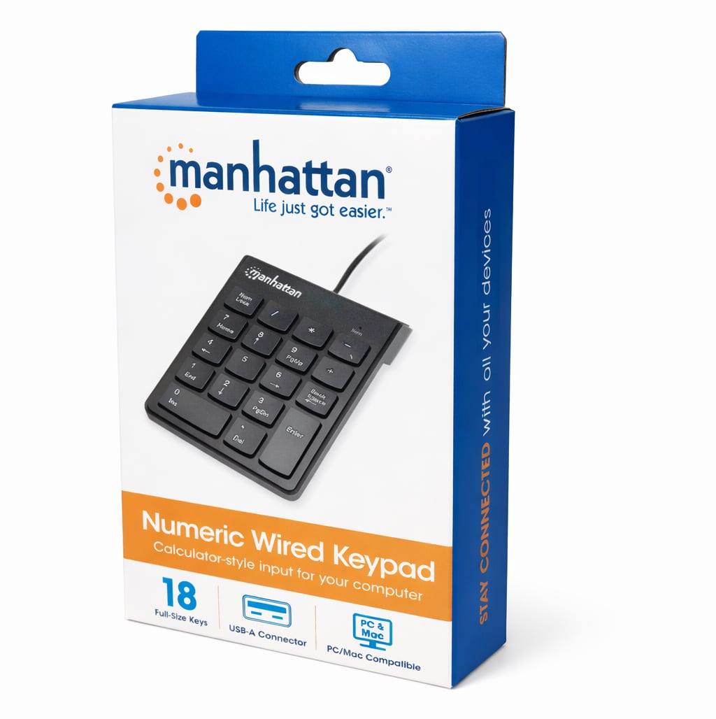 Tastierino Numerico USB 18 tasti - Manhattan IDATA KP-BLK