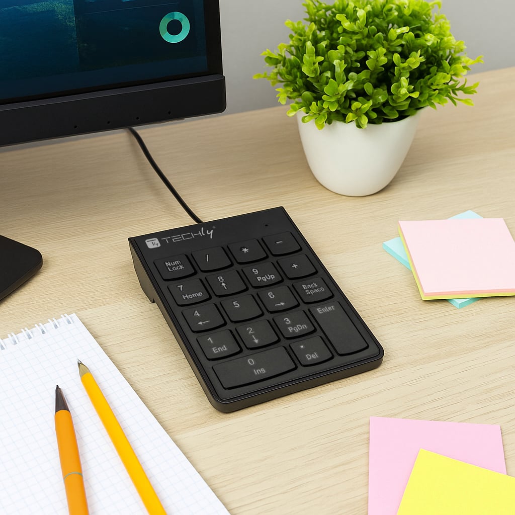 Mini Tastierino Numerico con Cavo USB e 18 Tasti - Techly IDATA KP-BLKTY