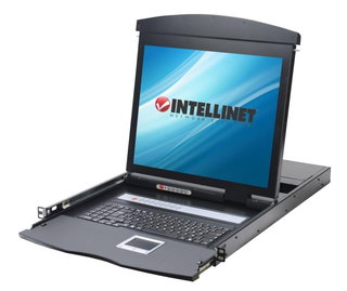 Console KVM LCD 19" 1 Porta USB/PS2 Dual Rail per Rack 19" - Intellinet IDATA KVM-DR19C
