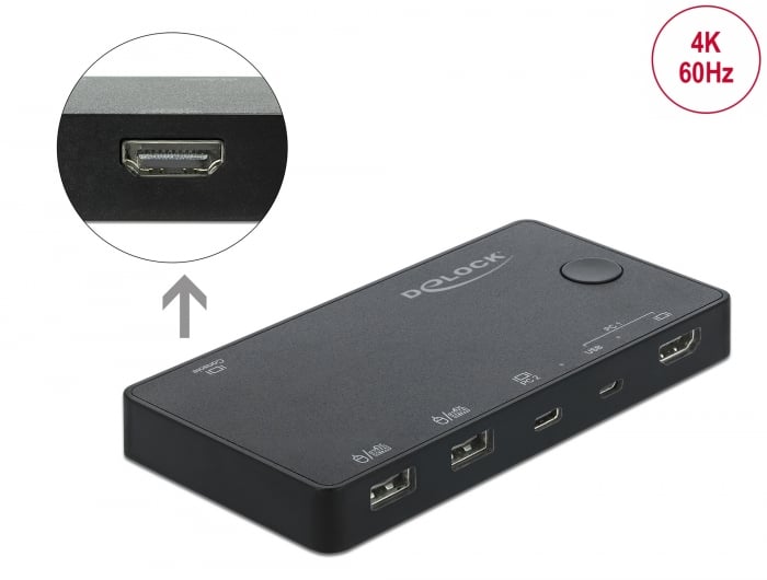 Switch KVM HDMI/USB-C™ 4K 60Hz con USB - Delock IDATA KVM-HD-DPC4K
