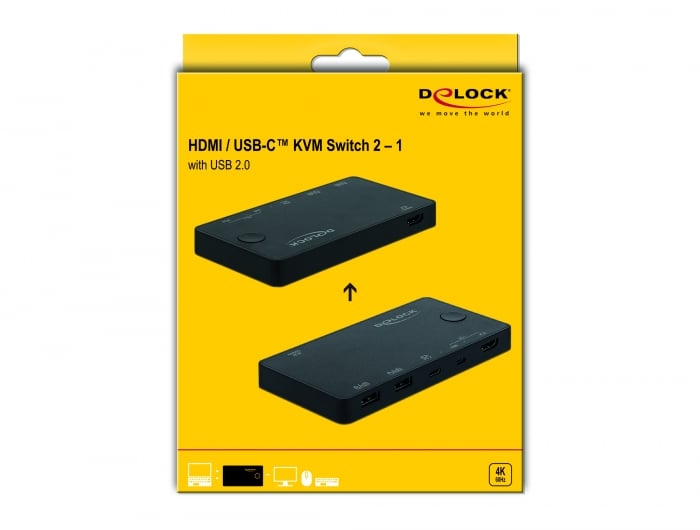 Switch KVM HDMI/USB-C™ 4K 60Hz con USB - Delock IDATA KVM-HD-DPC4K