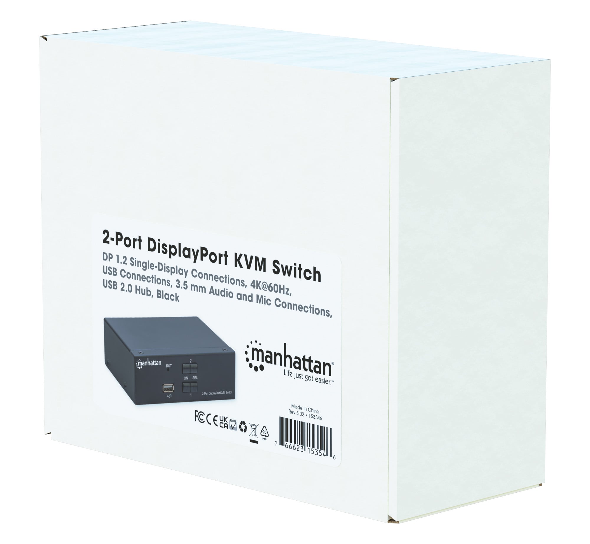 Switch KVM DisplayPort 1.2 a 2 porte 4K con Audio - Manhattan IDATA KVM-HDMI60MH