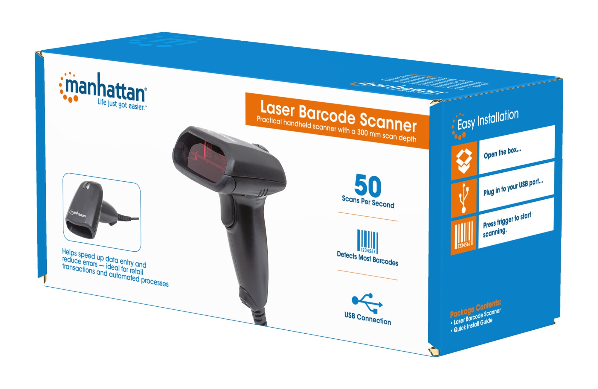 Lettore Laser Barcode USB Nero - Manhattan IDATA LG-USB300
