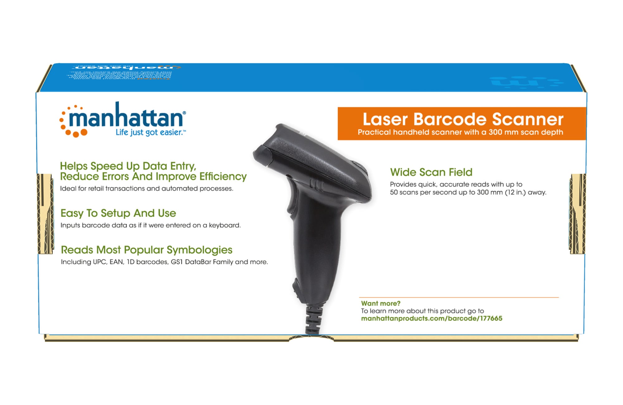 Lettore Laser Barcode USB Nero - Manhattan IDATA LG-USB300