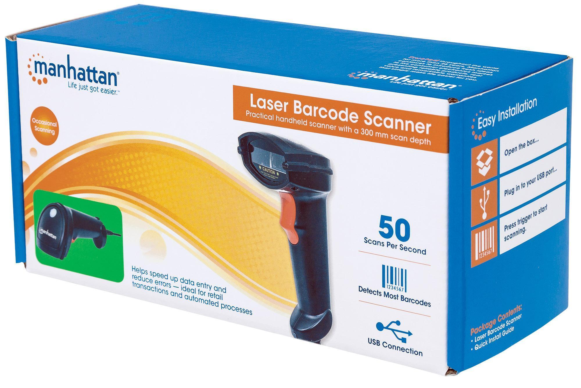 Lettore Laser Barcode Professionale USB Nero - Manhattan IDATA LG-USB400