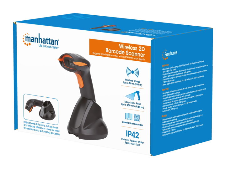 Lettore di Codici a Barre 2D Wireless - Manhattan IDATA LS-2D-BLT