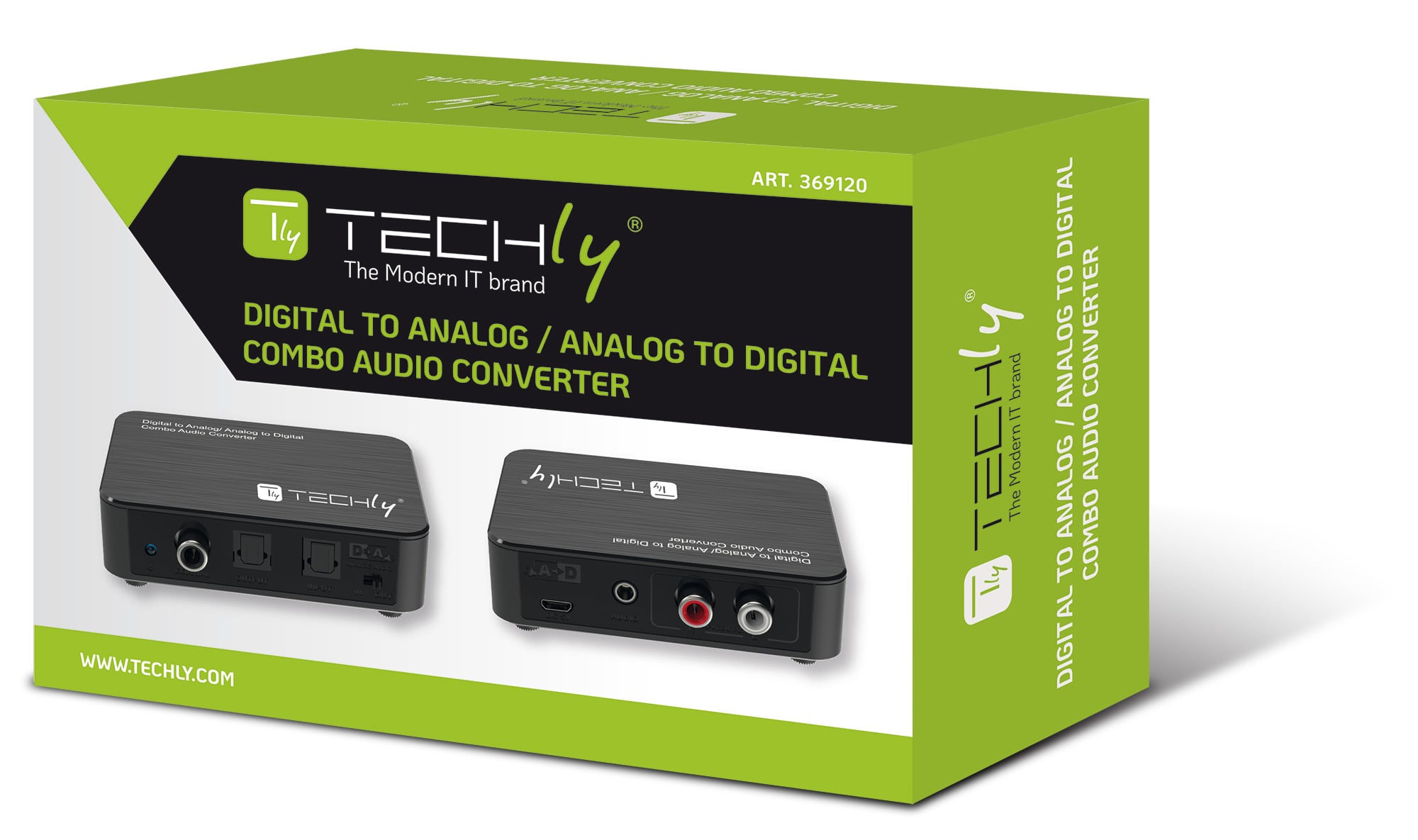 Convertitore Audio da Digitale ad Analogico / da Analogico a Digitale SPDIF Toslink Stereo 3,5'' - Techly IDATA SPDIF-10