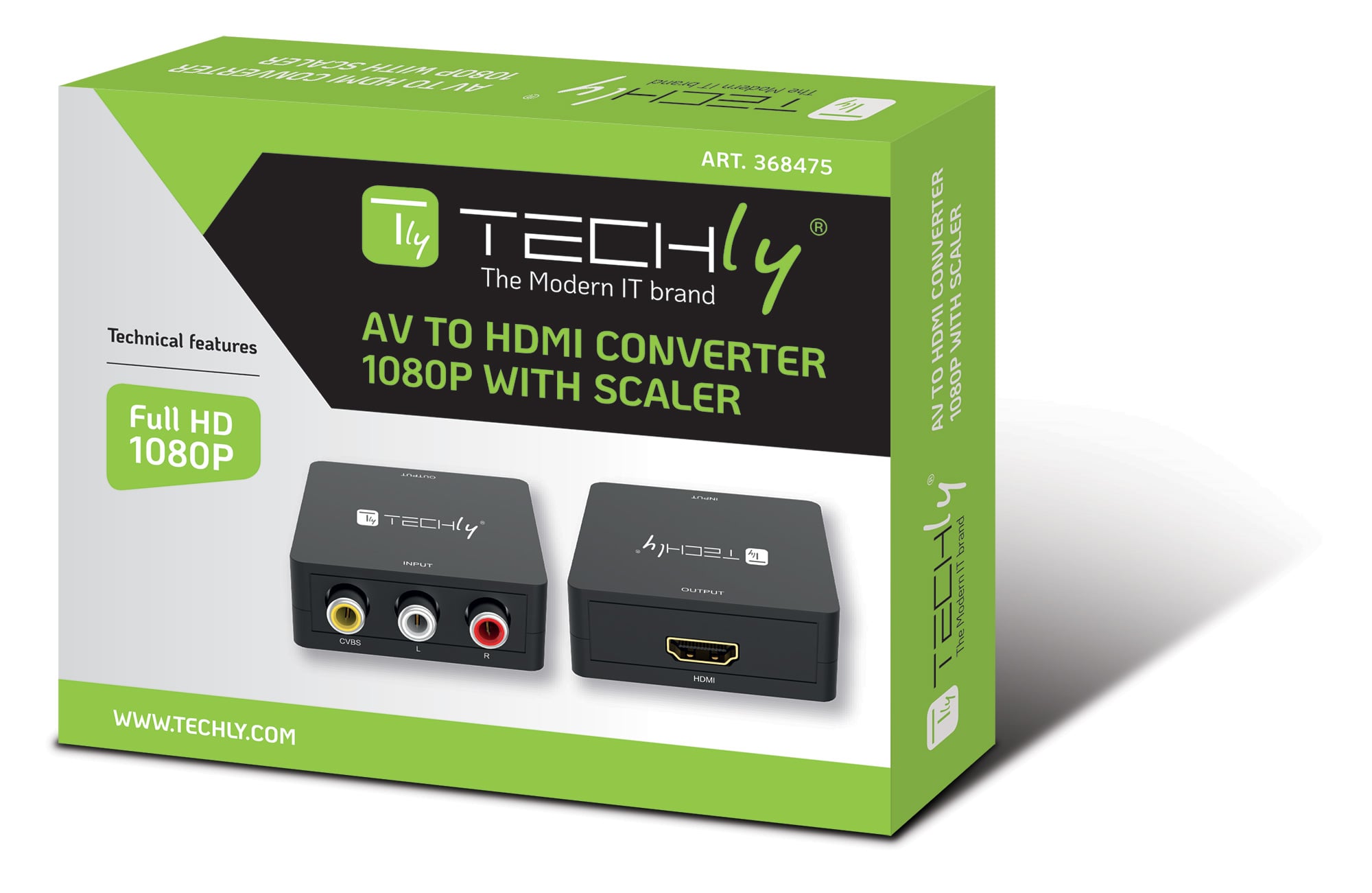 Mini Convertitore Video Composito a HDMI 720p 1080p con Cavo USB - Techly IDATA SPDIF-6E3