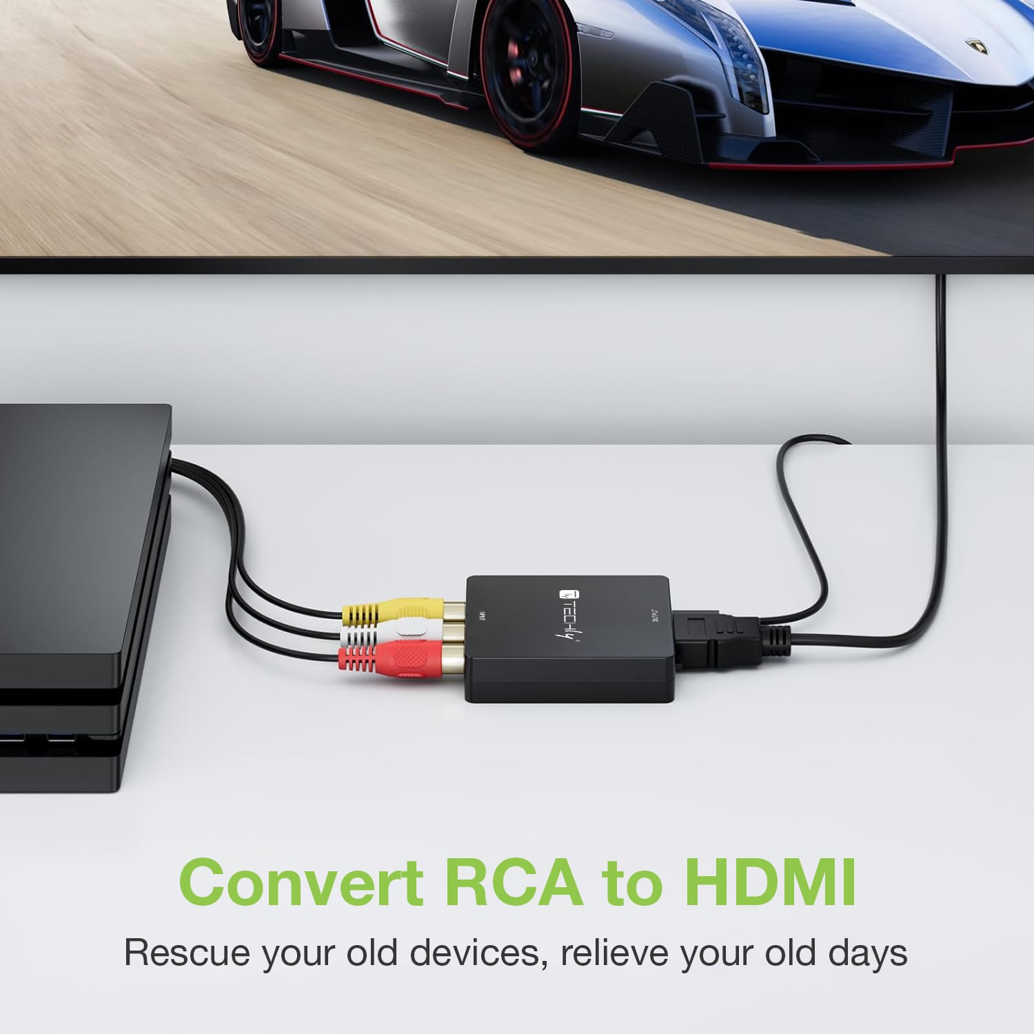 Mini Convertitore Video Composito a HDMI 720p 1080p con Cavo USB - Techly IDATA SPDIF-6E3
