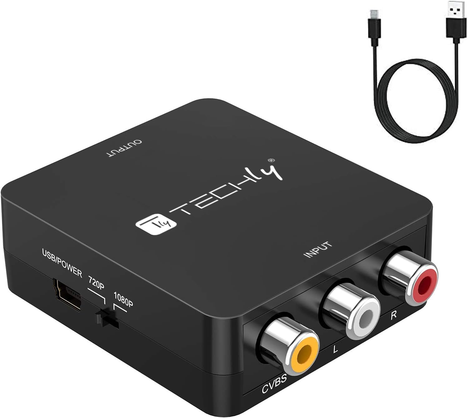 Mini Convertitore Video Composito a HDMI 720p 1080p con Cavo USB - Techly IDATA SPDIF-6E3