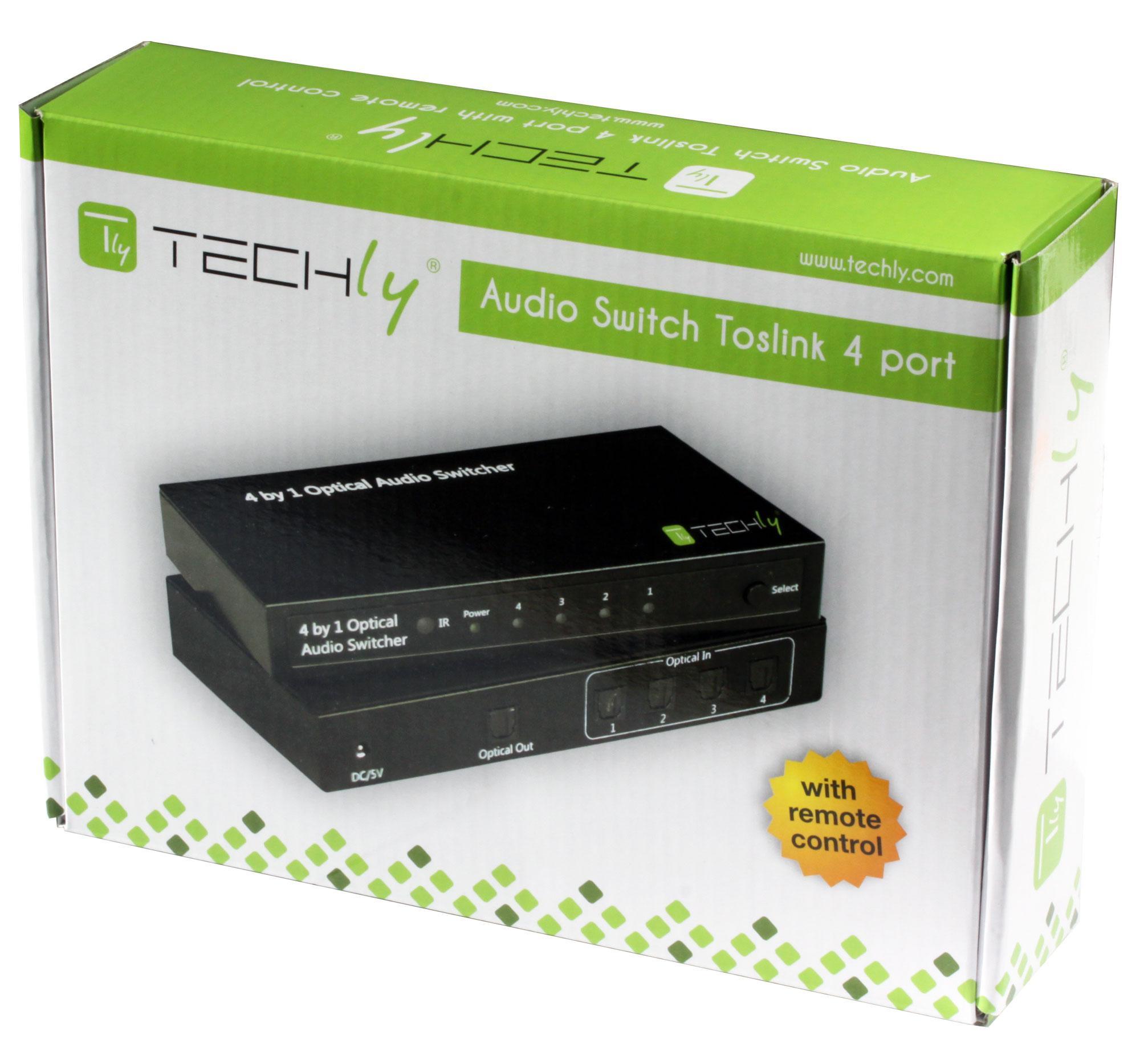 Switch Audio Toslink 4 Porte con Telecomando IR - Techly IDATA TOS-SW4