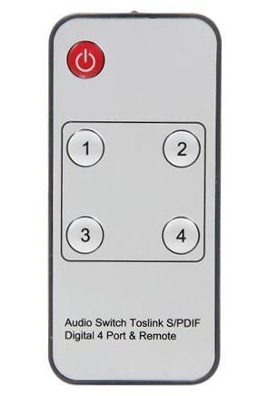 Switch Audio Toslink 4 Porte con Telecomando IR - Techly IDATA TOS-SW4