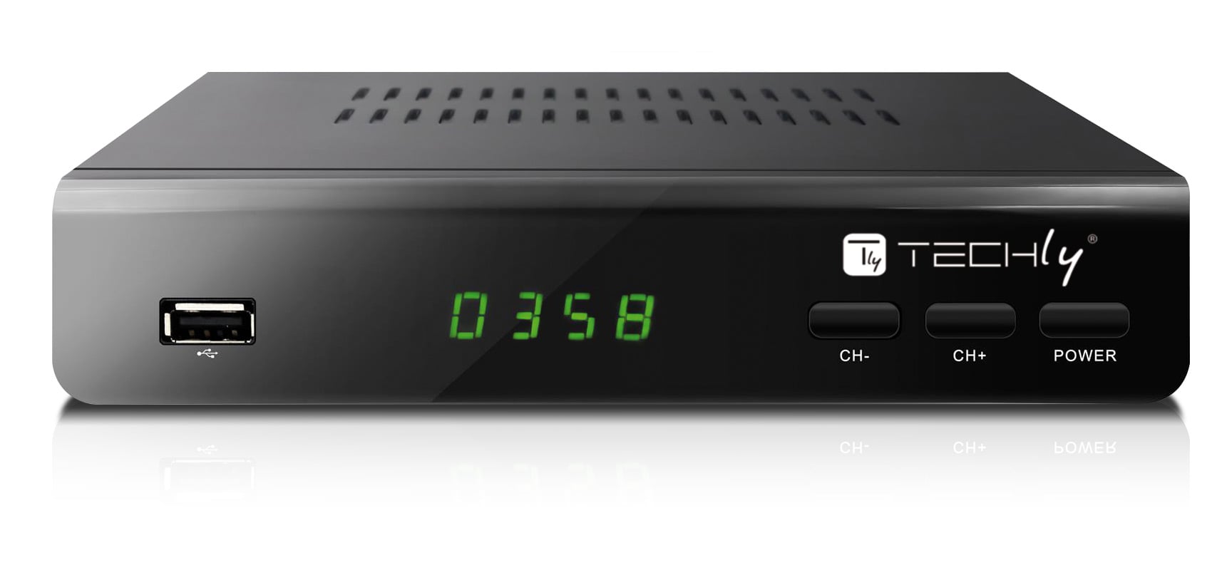 Decoder Ricevitore Digitale Terrestre DVB-T/T2 H.265 HEVC 10bit Metallo con Telecomando Universale 2 in - Techly IDATA TV-DT2MB
