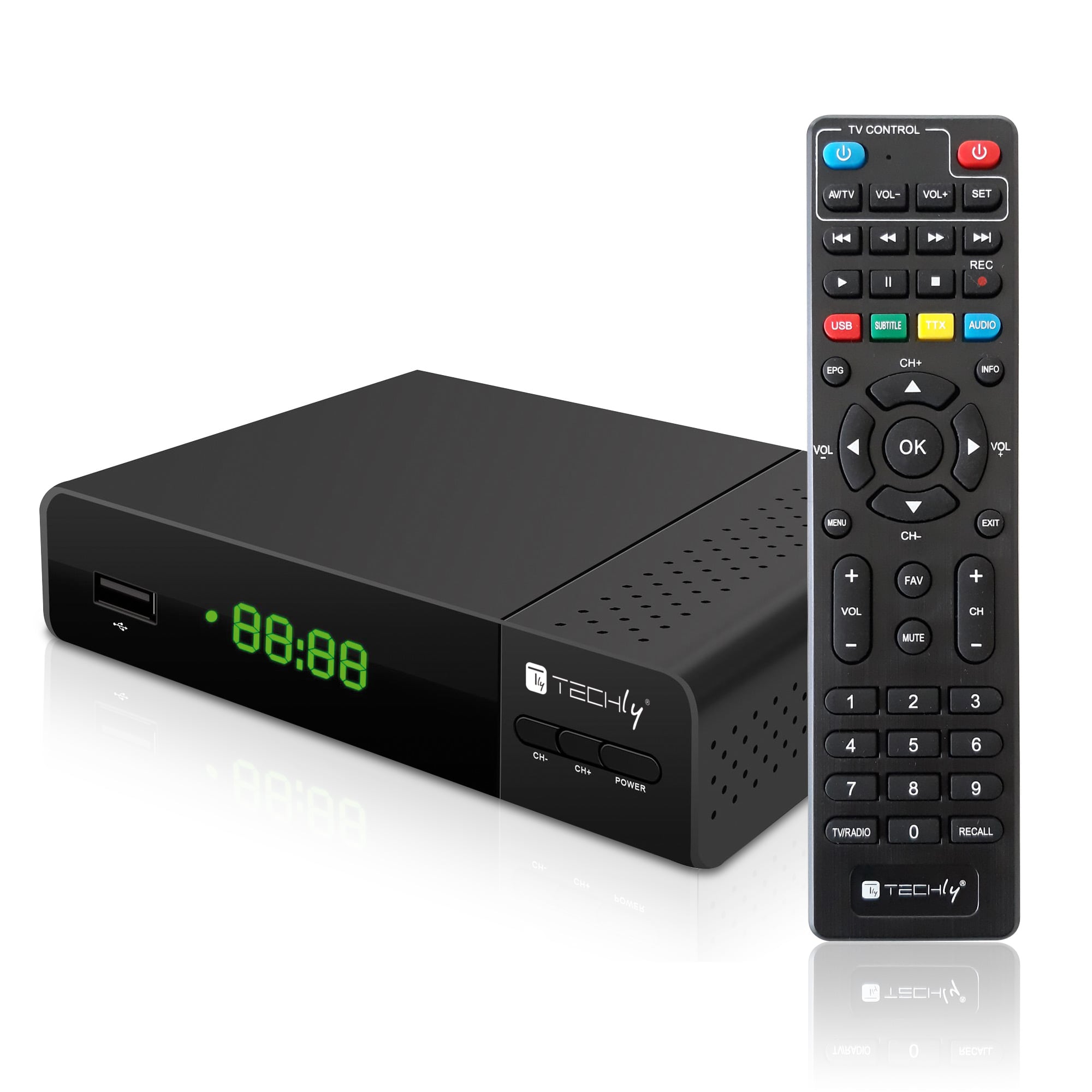 Digital Receiver Decoder DVB-T/T 2 H. 265 HEVC 10 bit with Display - Techly IDATA TV-DT 2 PLB