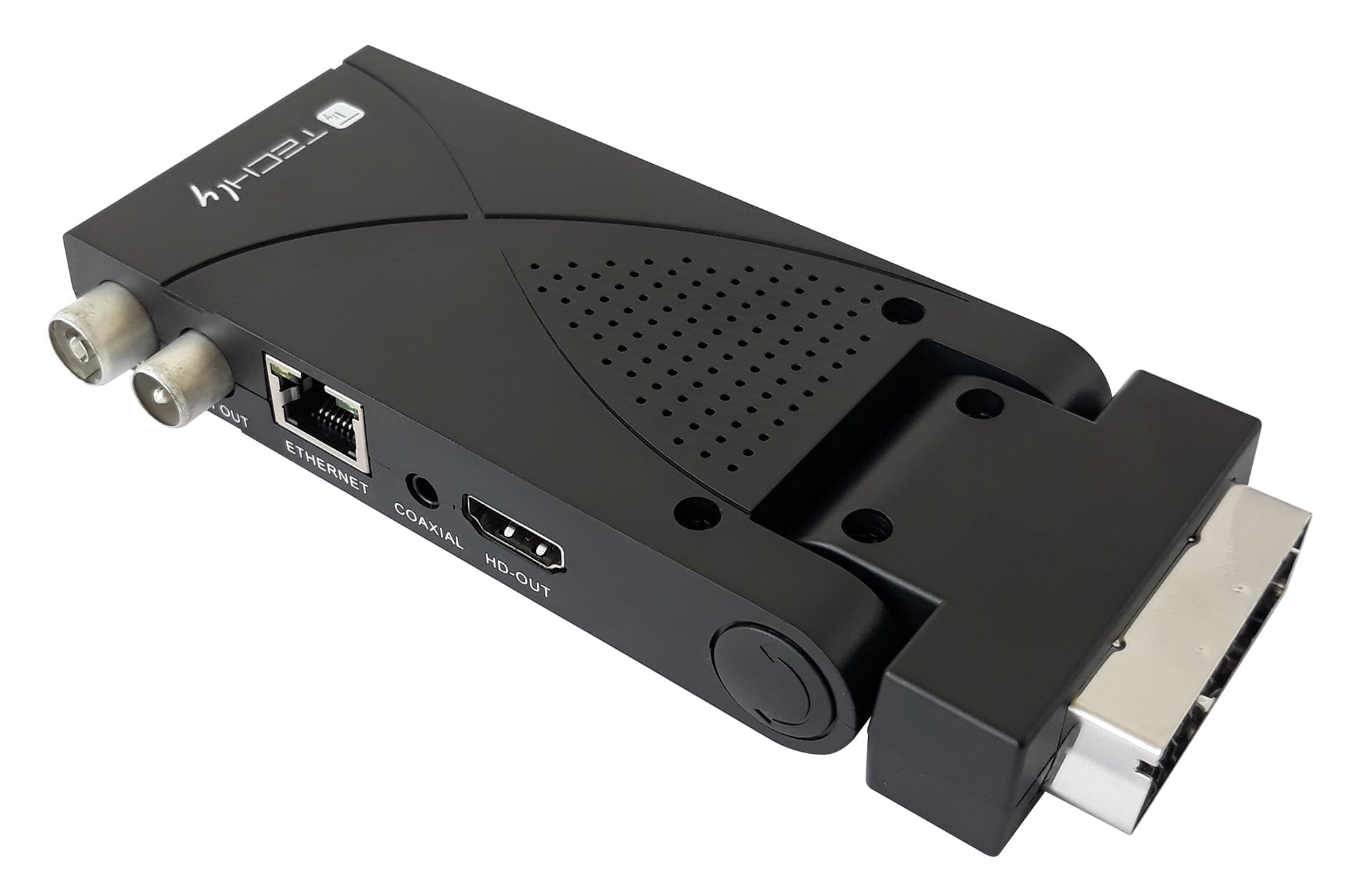 Decoder Ricevitore Digitale Terrestre DVB-T/T2 H.265 HEVC 10bit USB HDMI Scart 180° e Telecomando - Techly IDATA TV-DT2SCA