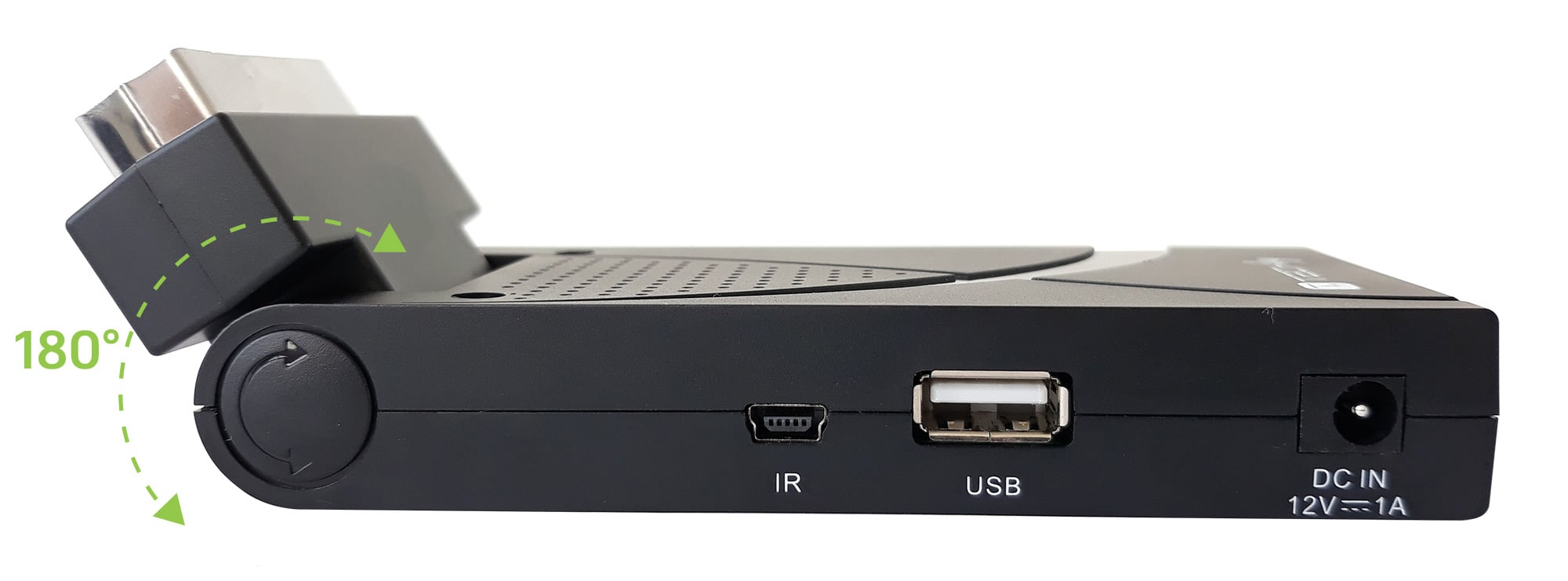 Decoder Ricevitore Digitale Terrestre DVB-T/T2 H.265 HEVC 10bit USB HDMI Scart 180° e Telecomando - Techly IDATA TV-DT2SCA