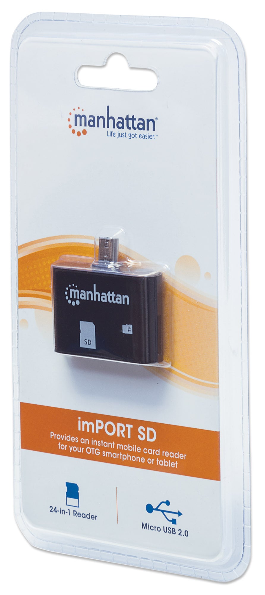 Mini Lettore Micro USB di Memorie SD/MicroSD per Smartphone e Tablet - Manhattan IDATA UOTG-READER3