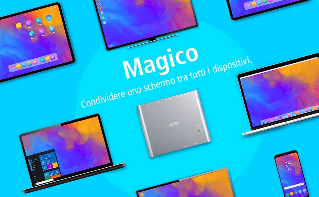 Switch Dock USB-C™ Gen 1 a 2 porte con pass-through dell'alimentazione, US3310 - Aten IDATA US-3310