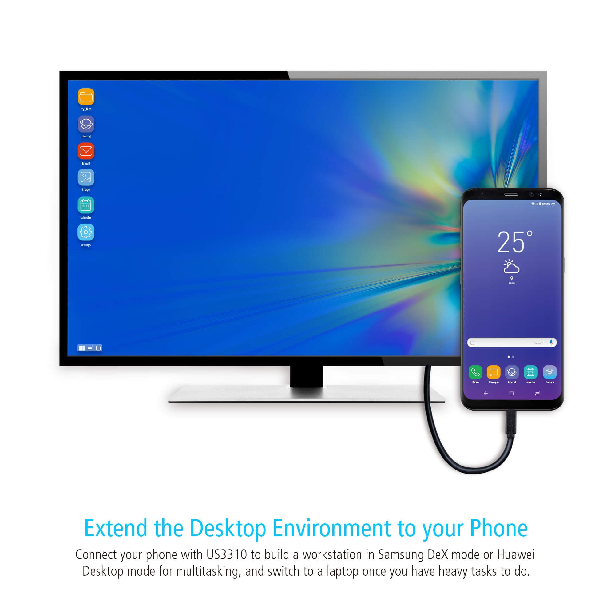 Switch Dock USB-C™ Gen 1 a 2 porte con pass-through dell'alimentazione, US3310 - Aten IDATA US-3310