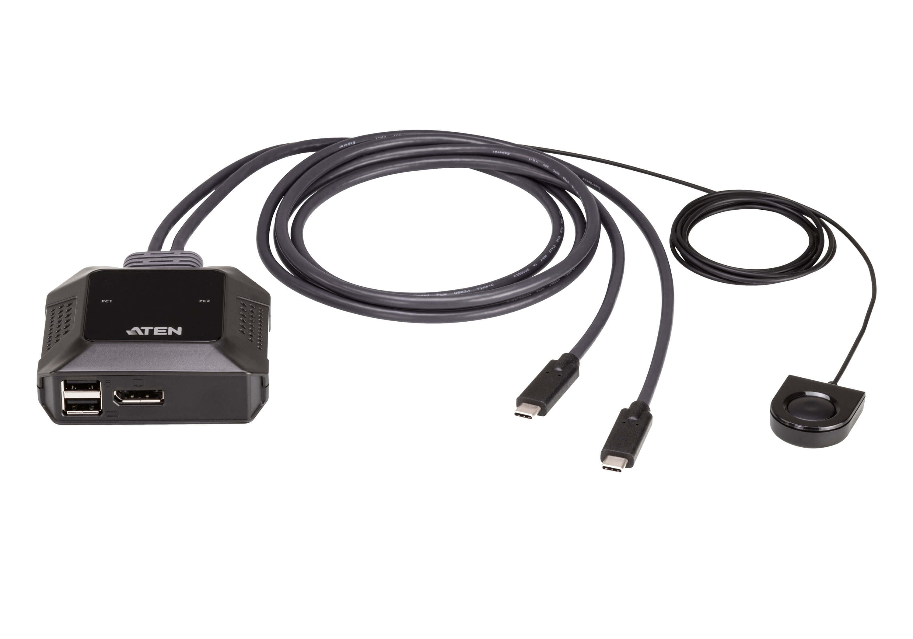 Switch KVM DisplayPort 4K USB-C™ a 2 porte con Selettore di Porte Remoto, US3312 - Aten IDATA US-3312