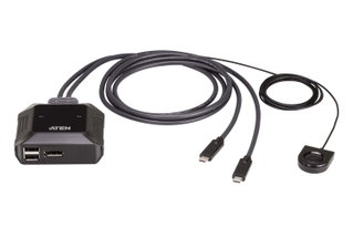 Switch KVM DisplayPort 4K USB-C a 2 porte con Selettore di Porte Remoto - Aten IDATA US-3312