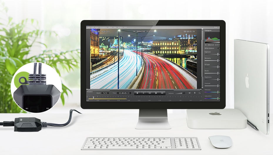 Switch KVM DisplayPort 4K USB-C™ a 2 porte con Selettore di Porte Remoto, US3312 - Aten IDATA US-3312