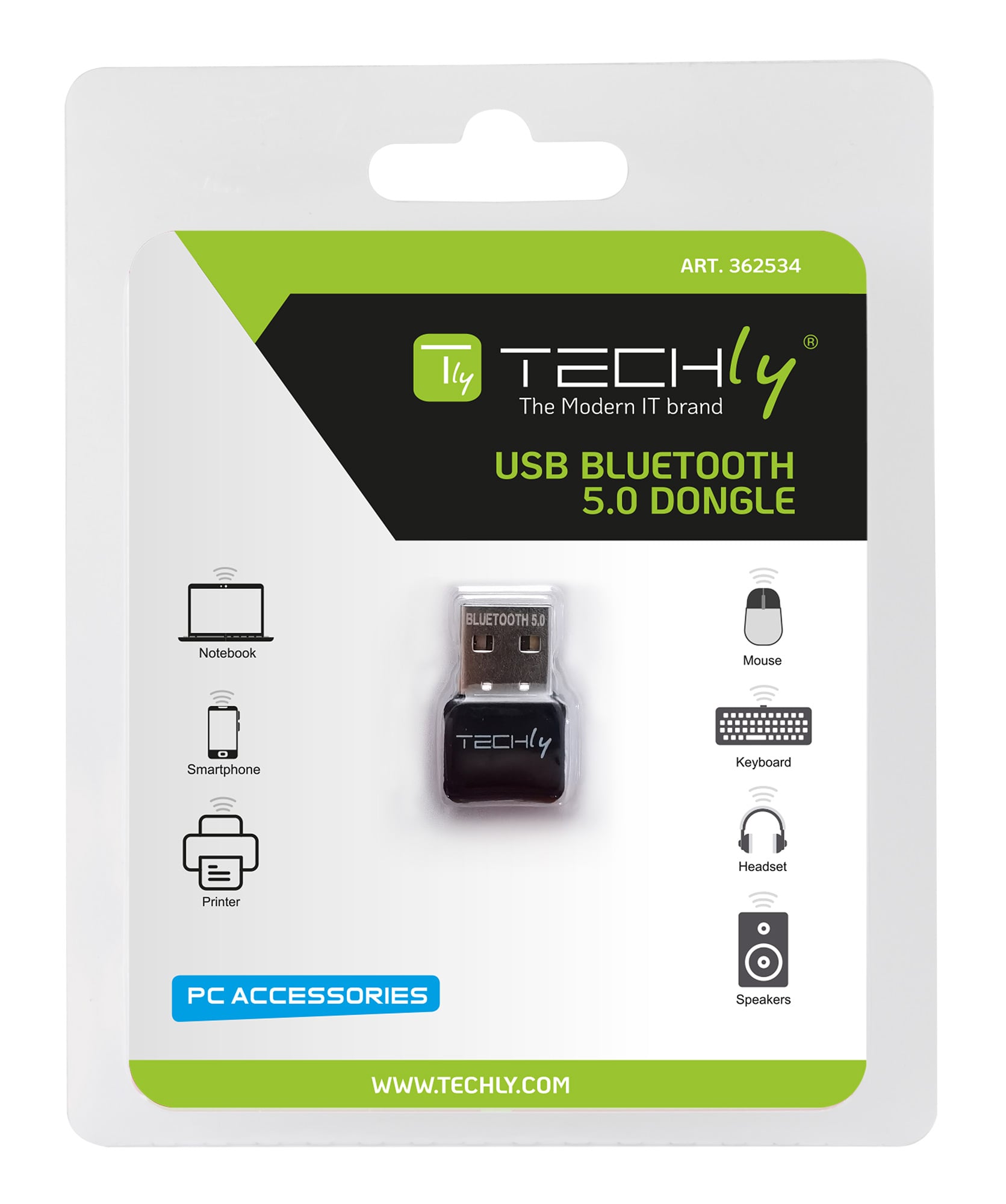 Adattatore USB Bluetooth 5.0 per PC Dongle Classe 2 + EDR 10m - Techly IDATA USB-BLT5