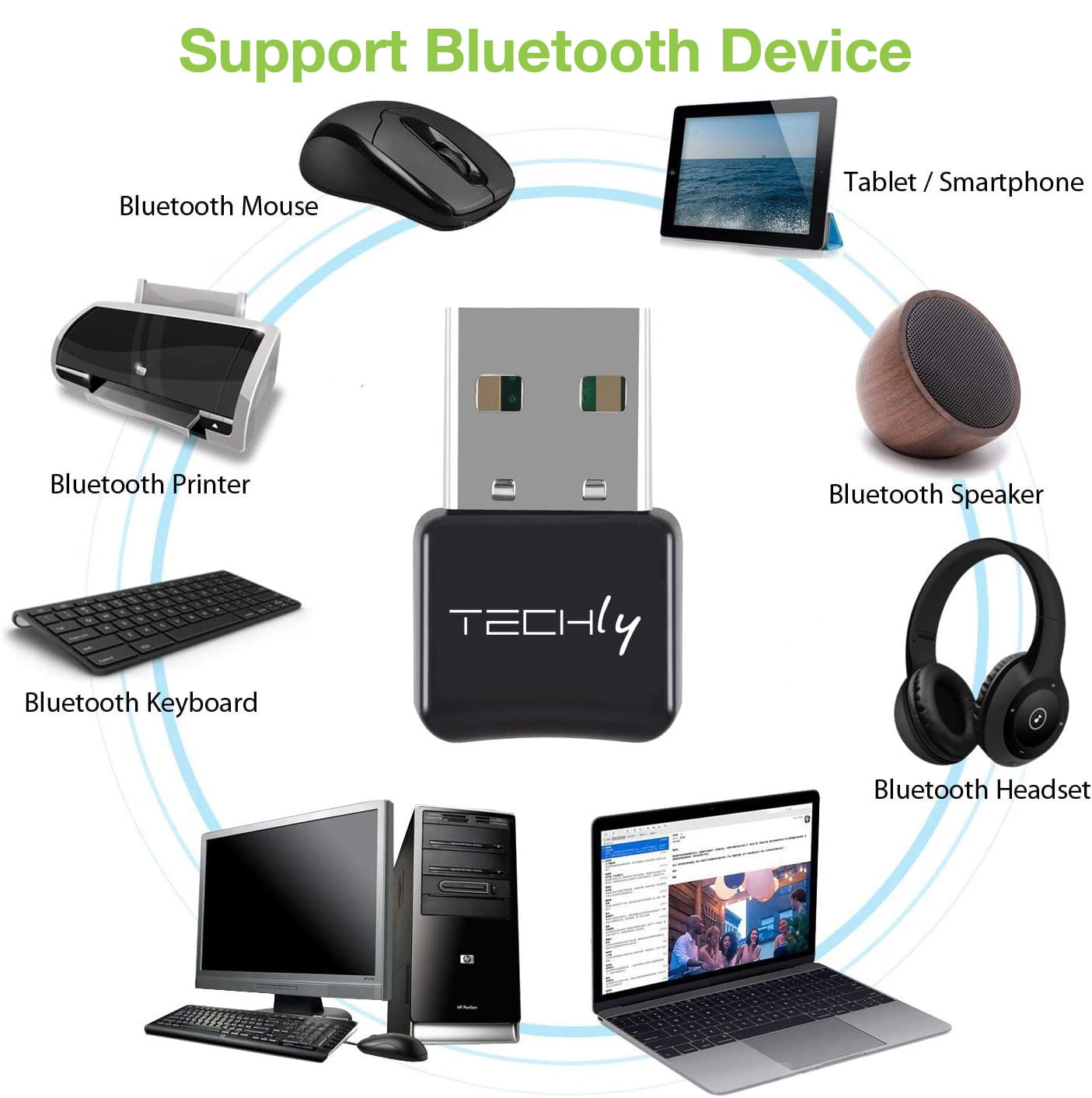Adattatore USB Bluetooth 5.0 per PC Dongle Classe 2 + EDR 10m - Techly IDATA USB-BLT5