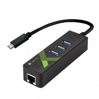 USB-C Ethernet Gigabit adapter with Hub 3 USB-A ports 3.0 - Techly USB-ETGIGIA- 3 C 2