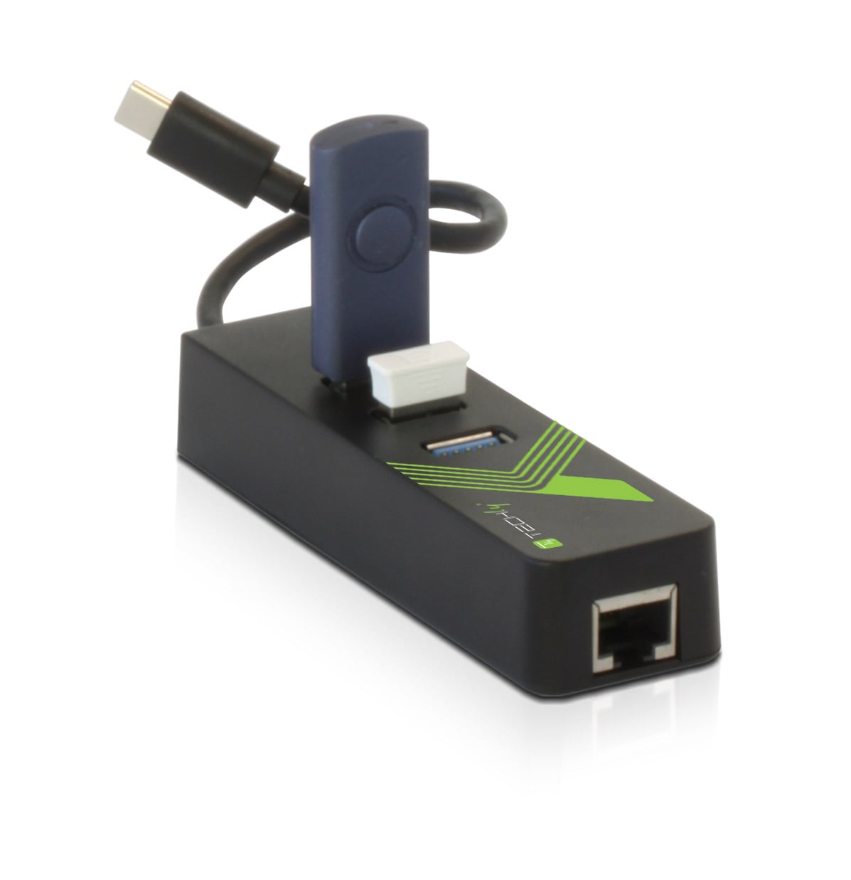 Adattatore Convertitore USB-C™ Ethernet Gigabit con Hub 3 porte USB-A 3.0 - Techly IDATA USB-ETGIGA-3C2