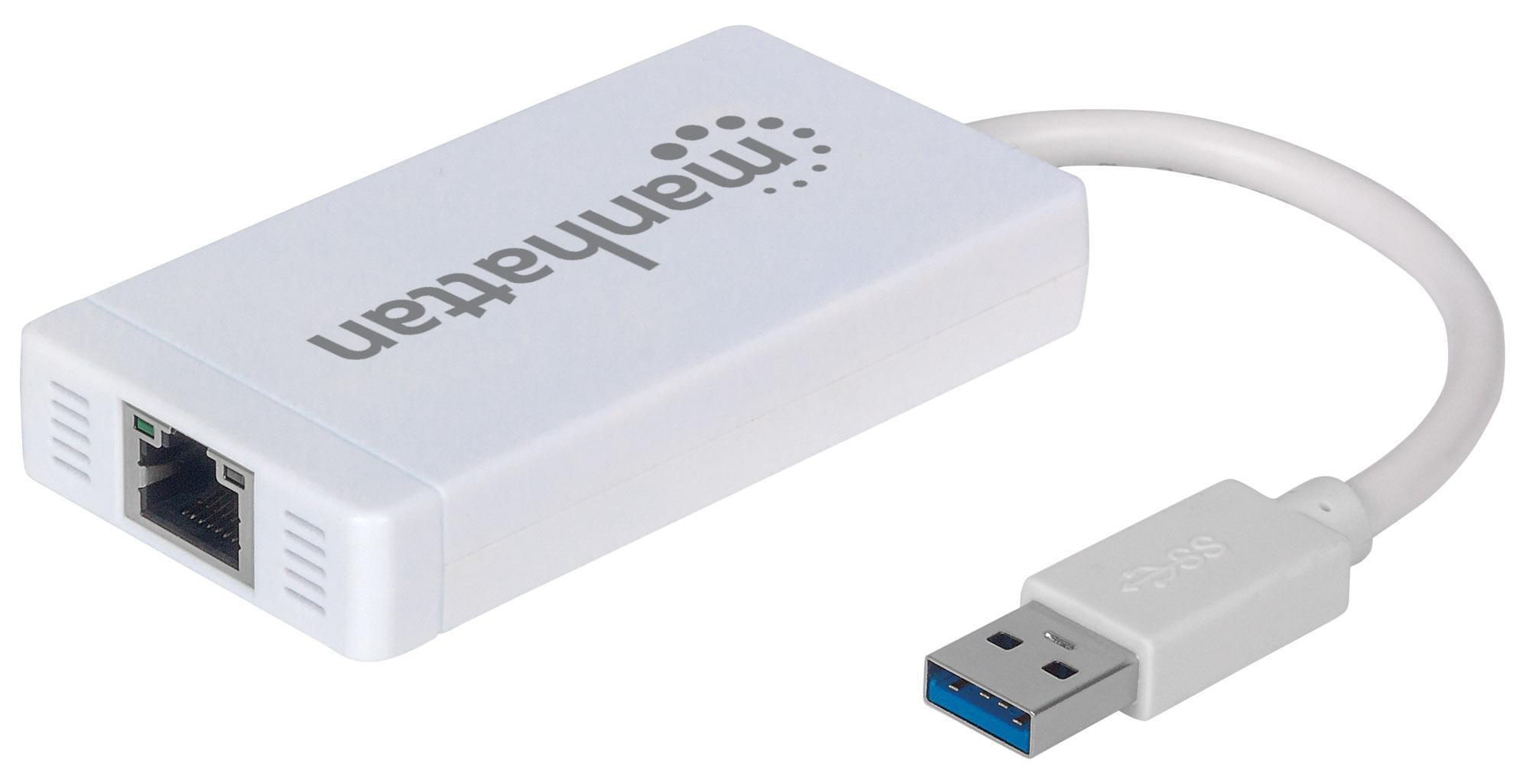 Hub 3 porte USB 3.0 con Adattatore Ethernet Gigabit - Manhattan IDATA USB-ETGIGA-3U