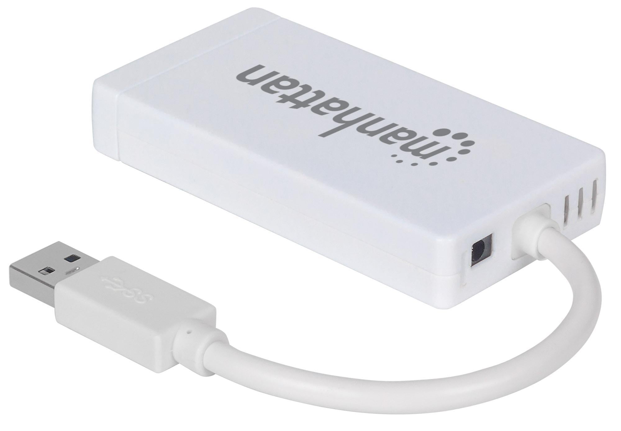 Hub 3 porte USB 3.0 con Adattatore Ethernet Gigabit - Manhattan IDATA USB-ETGIGA-3U