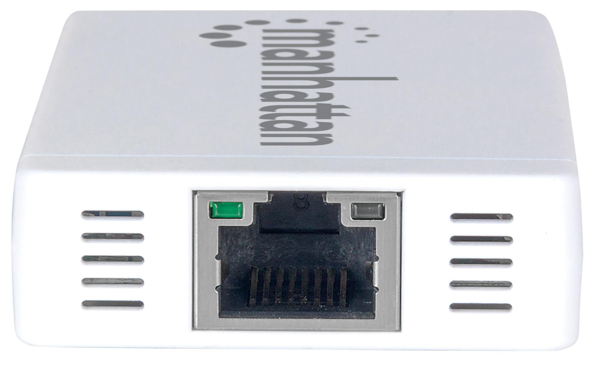 Hub 3 porte USB 3.0 con Adattatore Ethernet Gigabit - Manhattan IDATA USB-ETGIGA-3U